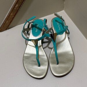 DKNY Turquoise and Gold Sandals